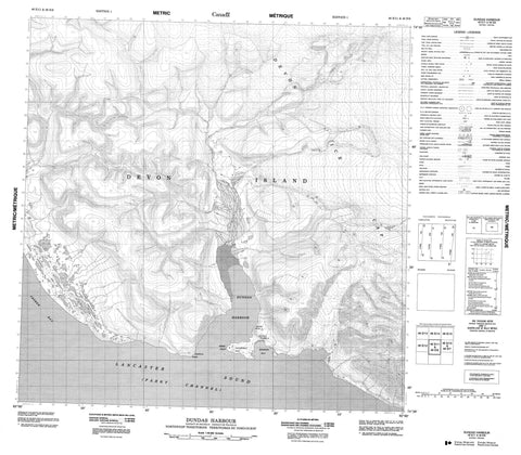 048E11 Dundas Harbour Canadian topographic map, 1:50,000 scale