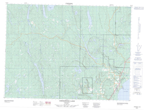 052A15 Greenwich Lake Canadian topographic map, 1:50,000 scale