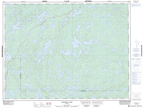 052F02 Entwine Lake Canadian topographic map, 1:50,000 scale
