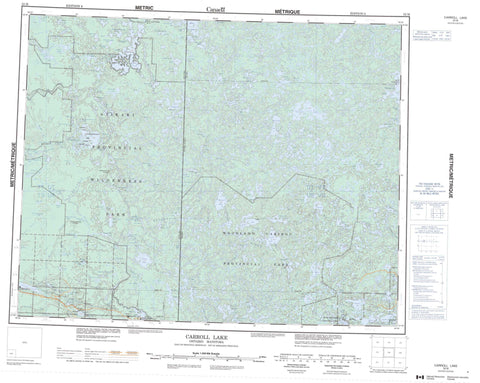 052M Carroll Lake Canadian topographic map, 1:250,000 scale