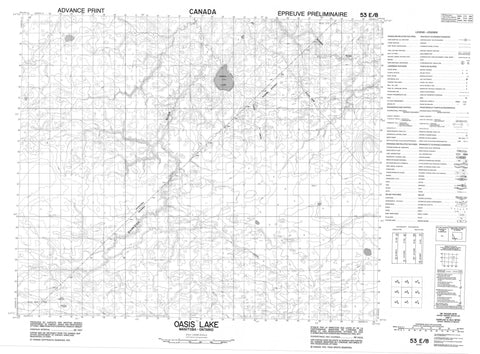 053E08 Oasis Lake Canadian topographic map, 1:50,000 scale