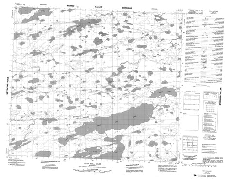 053M12 High Hill Lake Canadian topographic map, 1:50,000 scale