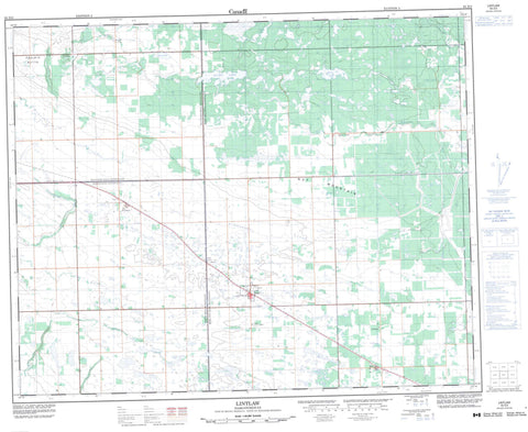 063D03 Lintlaw Canadian topographic map, 1:50,000 scale