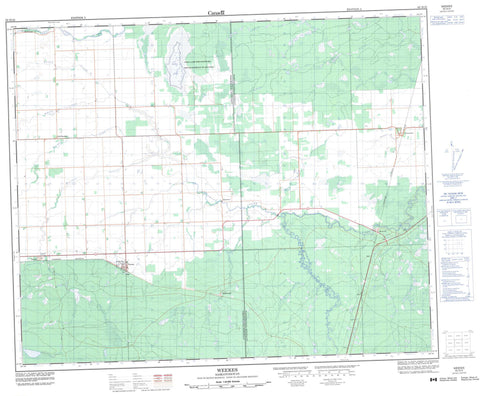 063D10 Weekes Canadian topographic map, 1:50,000 scale