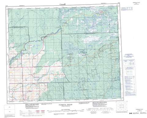063E Pasquia Hills Canadian topographic map, 1:250,000 scale