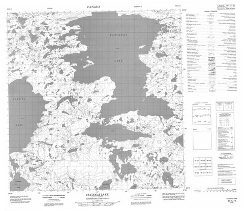 065A13 Tatinnai Lake Canadian topographic map, 1:50,000 scale