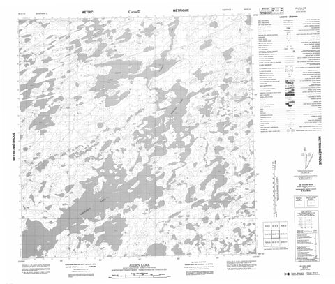 065D13 Allen Lake Canadian topographic map, 1:50,000 scale
