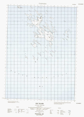 067B08W Hat Island Canadian topographic map, 1:50,000 scale