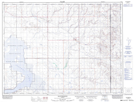 072E07 Manyberries Canadian topographic map, 1:50,000 scale