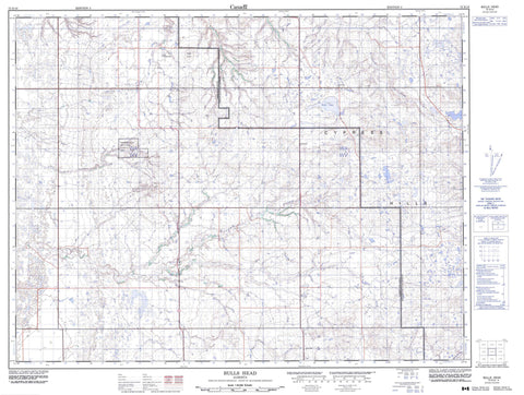 072E10 Bulls Head Canadian topographic map, 1:50,000 scale