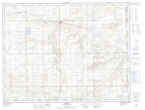 072E16 Irvine Canadian topographic map, 1:50,000 scale