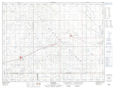 072H10 Pangman Canadian topographic map, 1:50,000 scale