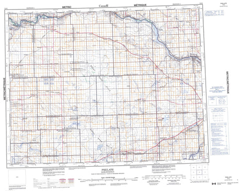 072K Prelate Canadian topographic map, 1:250,000 scale