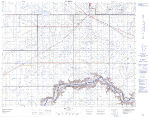 072L03 Suffield Canadian topographic map, 1:50,000 scale