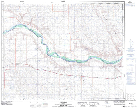 072L15 Buffalo Canadian topographic map, 1:50,000 scale