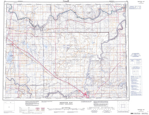 072L Medicine Hat Canadian topographic map, 1:250,000 scale