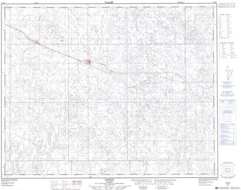 072M07 Cereal Canadian topographic map, 1:50,000 scale