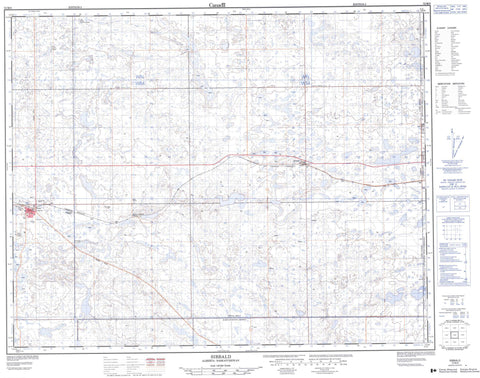 072M08 Sibbald Canadian topographic map, 1:50,000 scale