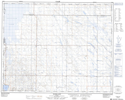 072M13 Bloor Lake Canadian topographic map, 1:50,000 scale