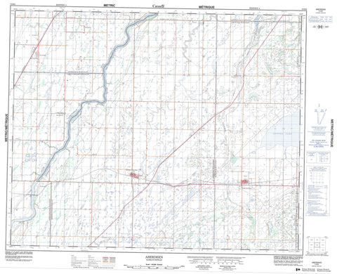 073B08 Aberdeen Canadian topographic map, 1:50,000 scale