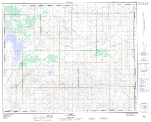 073D01 Bodo Canadian topographic map, 1:50,000 scale