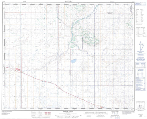 073D03 Coronation Canadian topographic map, 1:50,000 scale