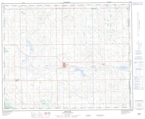 073D08 Provost Canadian topographic map, 1:50,000 scale