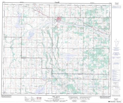 073E12 Two Hills Canadian topographic map, 1:50,000 scale