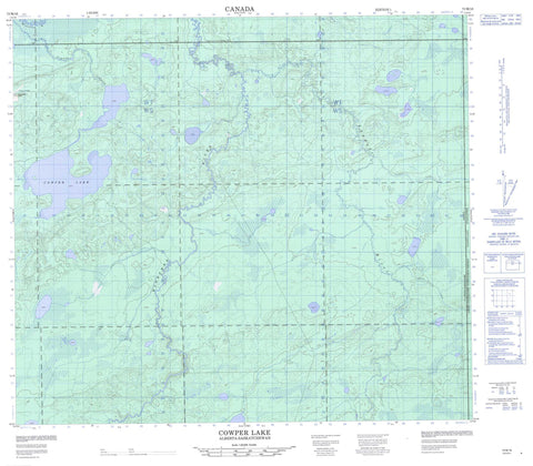 073M16 Cowper Lake Canadian topographic map, 1:50,000 scale