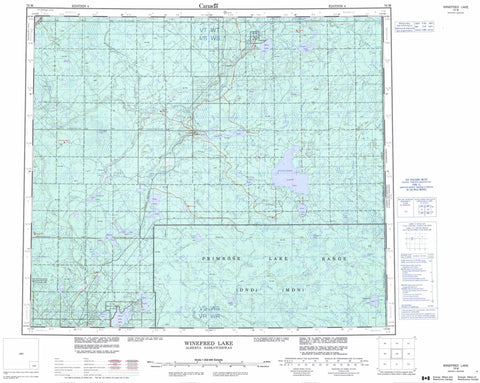073M Winefred Lake Canadian topographic map, 1:250,000 scale