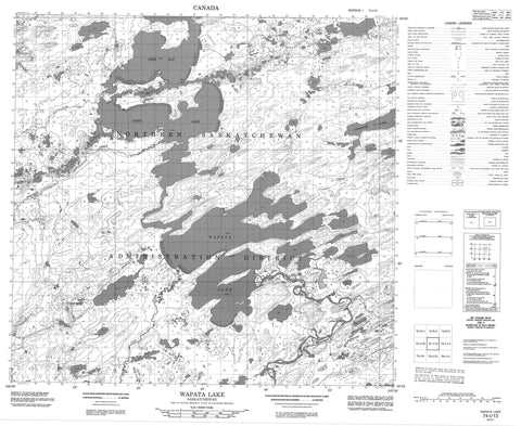 074I13 Wapata Lake Canadian topographic map, 1:50,000 scale