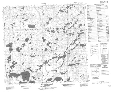 074K01 Mctaggart Lake Canadian topographic map, 1:50,000 scale