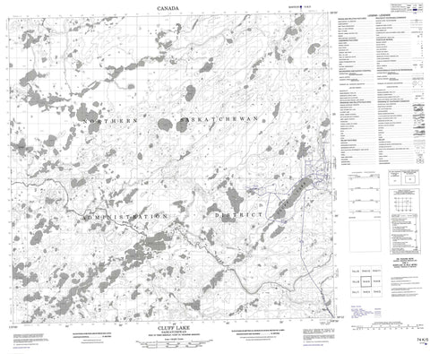 074K05 Cluff Lake Canadian topographic map, 1:50,000 scale