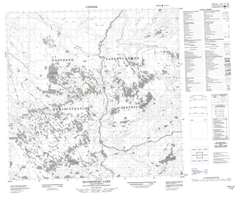 074K14 Silverthorn Lake Canadian topographic map, 1:50,000 scale
