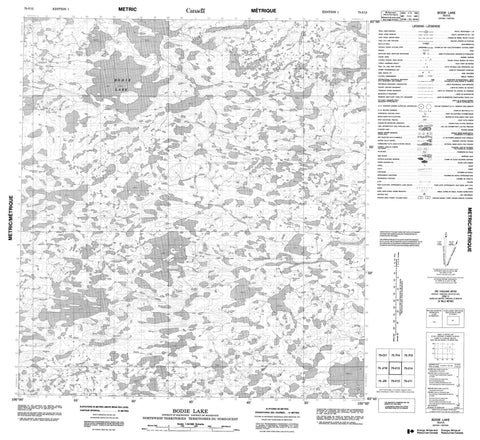 075I13 Bodie Lake Canadian topographic map, 1:50,000 scale