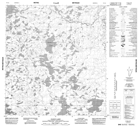 075I14 Olson Lake Canadian topographic map, 1:50,000 scale