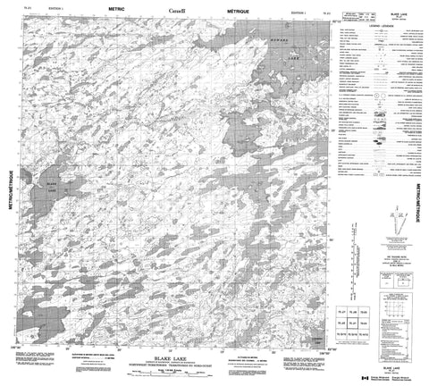 075J01 Blake Lake Canadian topographic map, 1:50,000 scale