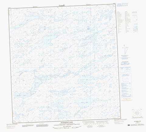 075K01 Peterson Lake Canadian topographic map, 1:50,000 scale