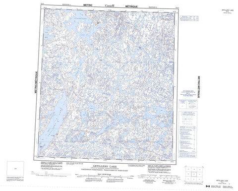 075O Artillery Lake Canadian topographic map, 1:250,000 scale