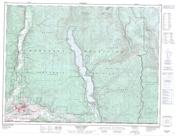 082E01 Grand Forks Canadian topographic map, 1:50,000 scale