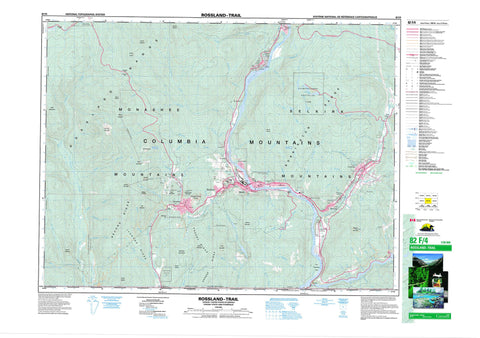082F04 Rossland Trail Canadian topographic map, 1:50,000 scale