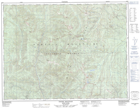 082F08 Grassy Mountain Canadian topographic map, 1:50,000 scale