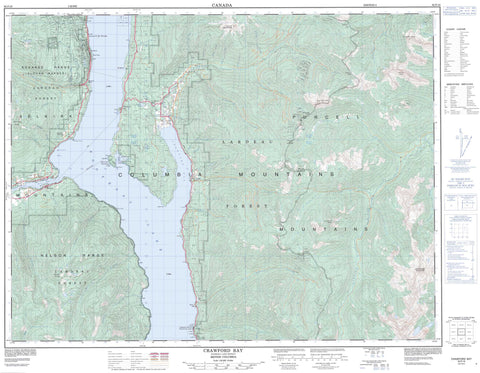 082F10 Crawford Bay Canadian topographic map, 1:50,000 scale