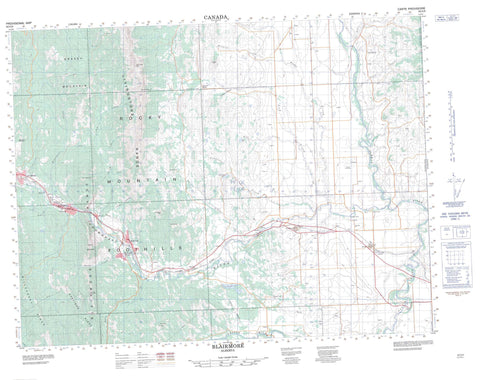 082G09 Blairmore Canadian topographic map, 1:50,000 scale
