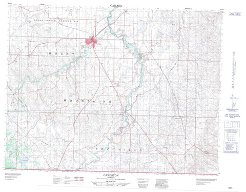 082H03 Cardston Canadian topographic map, 1:50,000 scale