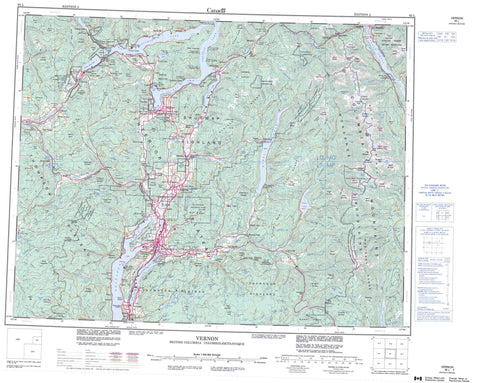 082L Vernon Canadian topographic map, 1:250,000 scale