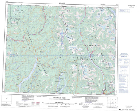 082M Seymour Arm Canadian topographic map, 1:250,000 scale