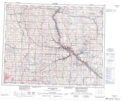 082P Drumheller Canadian topographic map, 1:250,000 scale
