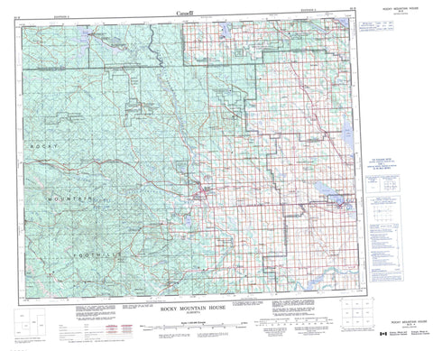 083B Rocky Mountain House Canadian topographic map, 1:250,000 scale