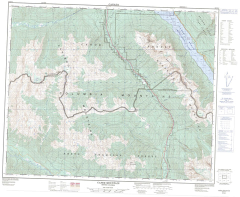 083D11 Canoe Mountain Canadian topographic map, 1:50,000 scale